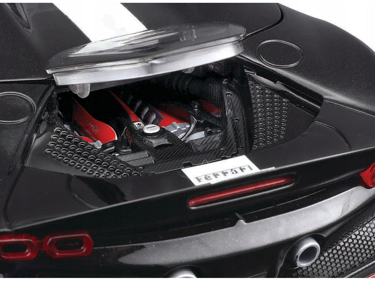 Ferrari SF90 Spider Assetto Fiorano Black Metallic with White Stripes "Signature Series" 1/18 Diecast Model Car by Bburago LuxuryLifeWay Online Store