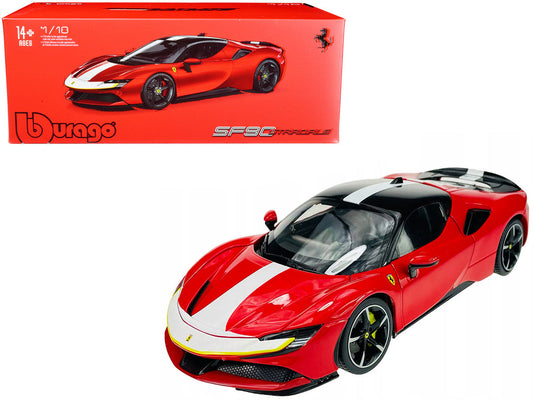 Ferrari SF90 Stradale Assetto Fiorano Red with White Stripes "Signature Series" 1/18 Diecast Model Car by Bburago LuxuryLifeWay Online Store