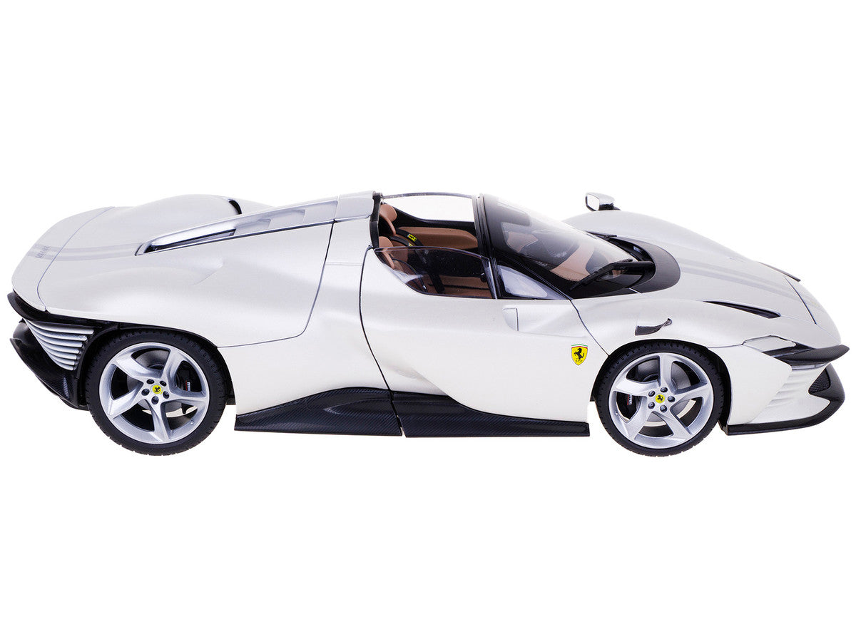 Ferrari Daytona SP3 White Metallic with Silver Stripes "Signature Series" 1/18 Diecast Model Car by Bburago LuxuryLifeWay Online Store