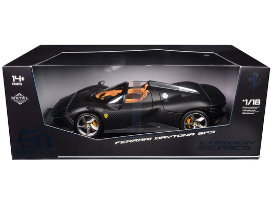 Ferrari Daytona SP3 Carbon Fiber "Carbon Series - Bburago 50th Anniversary" 1/18 Diecast Model Car by Bburago LuxuryLifeWay Online Store
