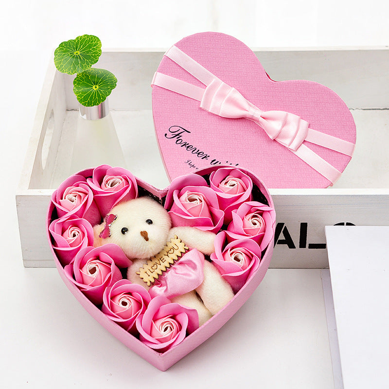 10 Soap Flower Rose Gift Box Bear Christmas Girlfriend Birthday Wedding Gift for Valentine's Day LuxuryLifeWay Online Store