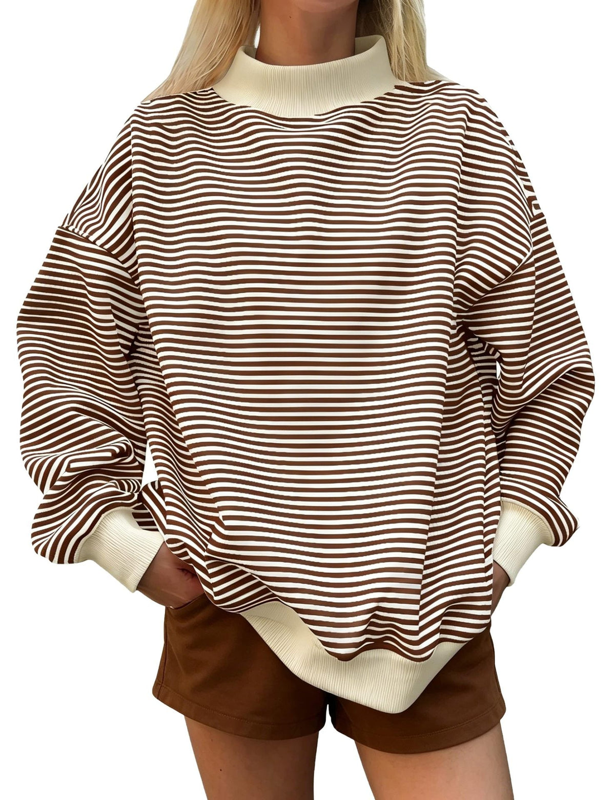 2026 Women's Fall New Fashion Casual Striped Long-Sleeved Pullover Loose Sweatshirt NorixaFashion.com