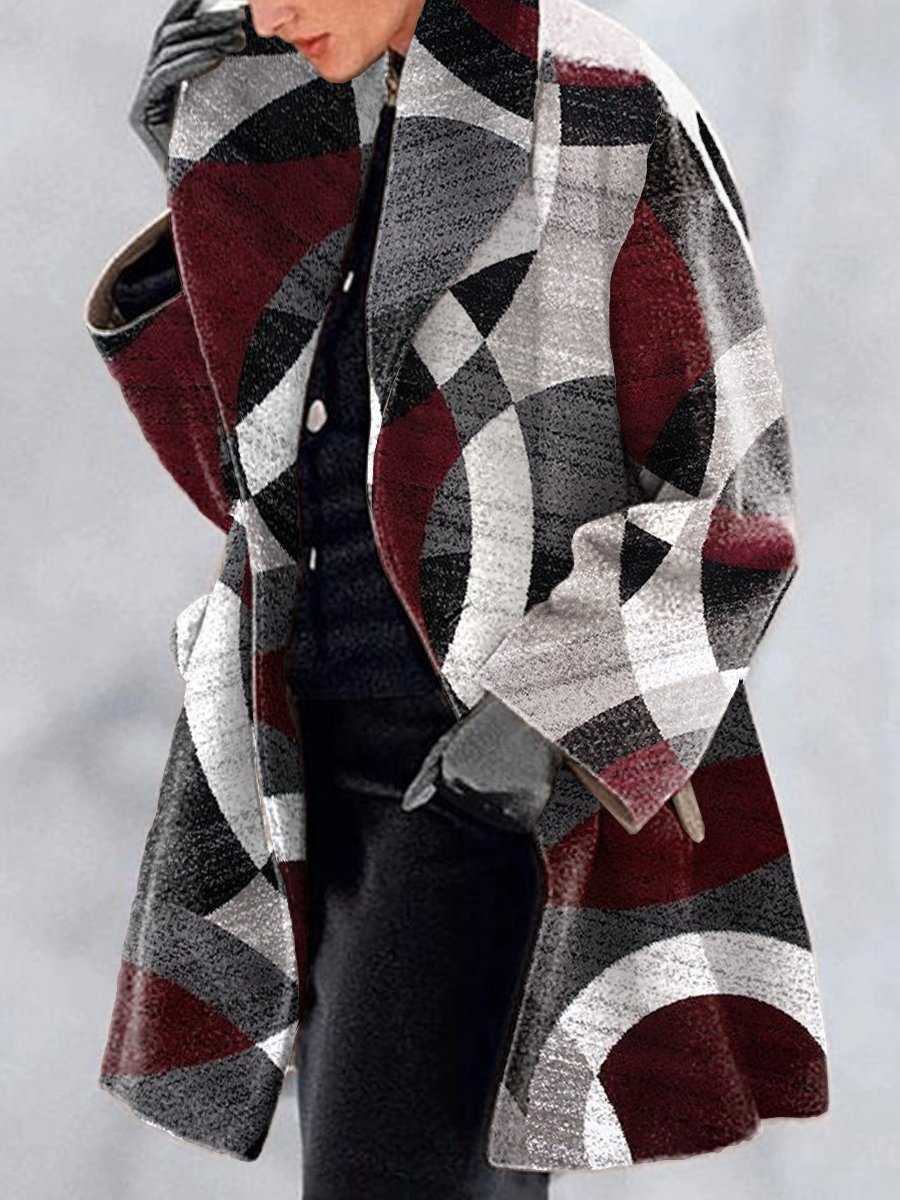 Fashion Retro Women's Lapel Print Wool Jacket LuxuryLifeWay Online Store