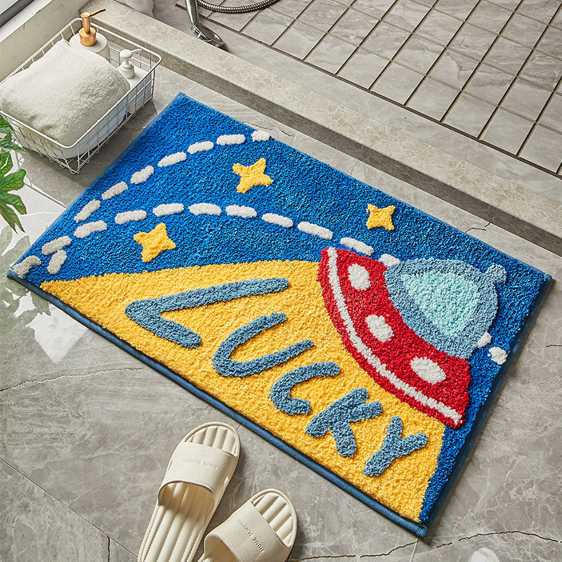 Household Cartoon Flocking Bathroom Absorbent Non-slip Floor Mat