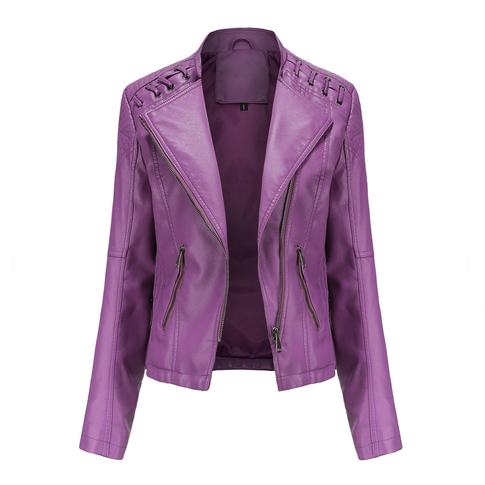 Slim Fit Thin Leather Coat Women's Motorcycle Clothing Best YouTube Store