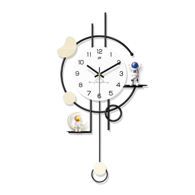 Modern Astronaut Pendulum Wall Clock Space Themed Home Decor PearlNestDecor.com