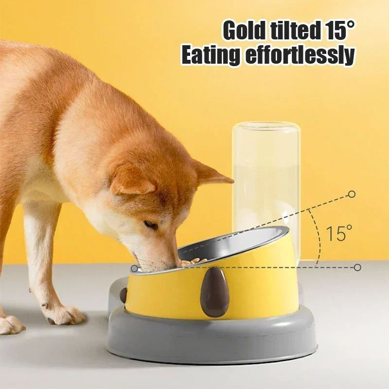 Pet Feeder Bowls Pet Feeder Water Bottle Set Pet Feeding Bowls And Drinkers 15-Degree Tilt Design Protect Cats Dogd Neck Pets Fashion