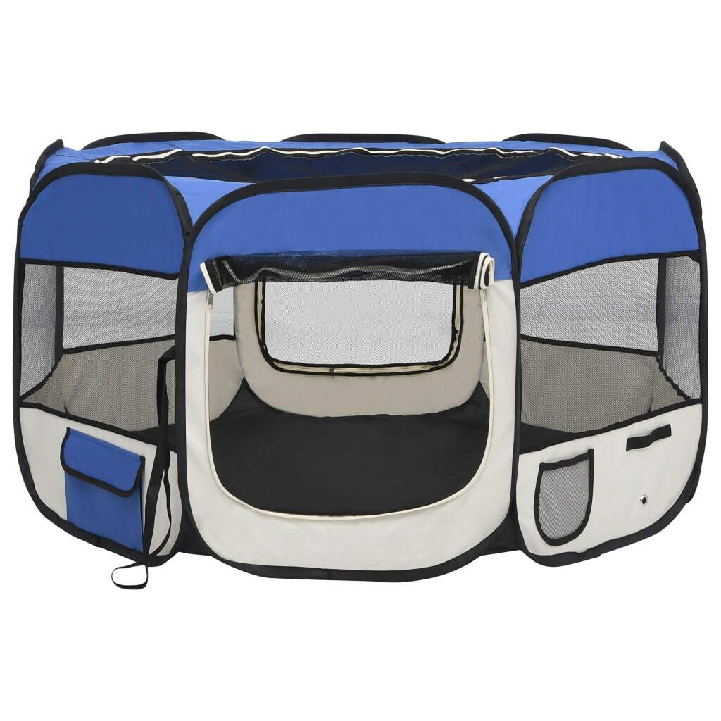 Foldable Dog Playpen with Carrying Bag Blue 43.3"x43.3"x22.8" LuxuryLifeWay Online Store