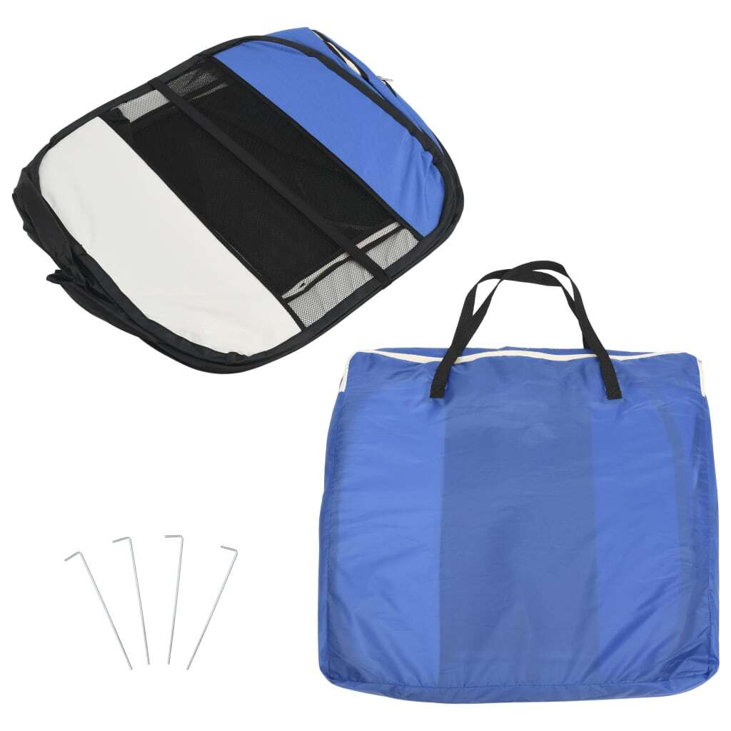 Foldable Dog Playpen with Carrying Bag Blue 43.3"x43.3"x22.8" LuxuryLifeWay Online Store