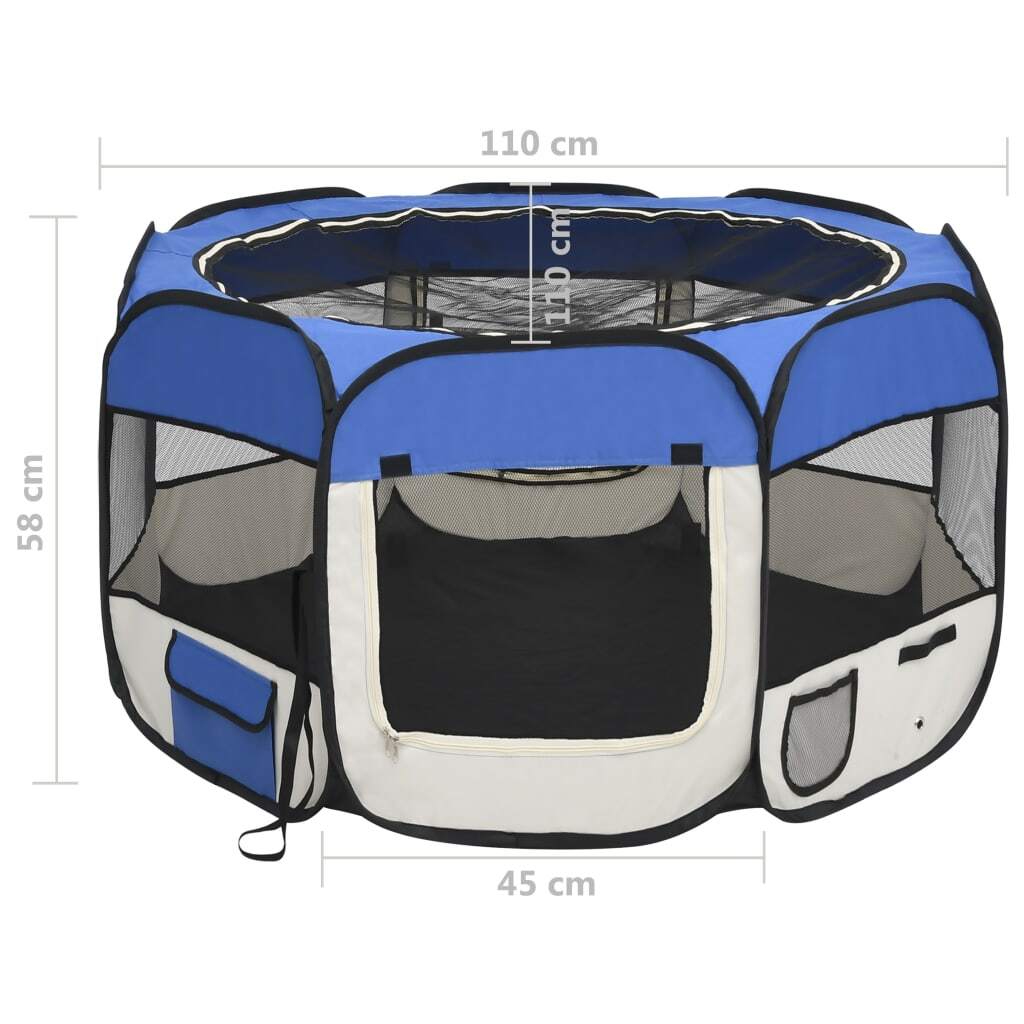Foldable Dog Playpen with Carrying Bag Blue 43.3"x43.3"x22.8" LuxuryLifeWay Online Store