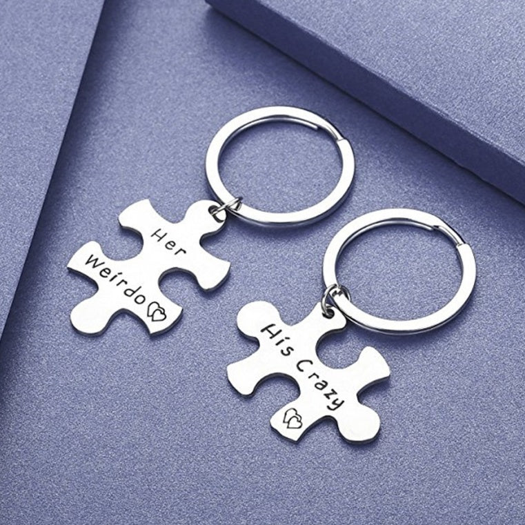 2PCs His Crazy Her Weirdo Couples Keychains Set LadyShow.Store