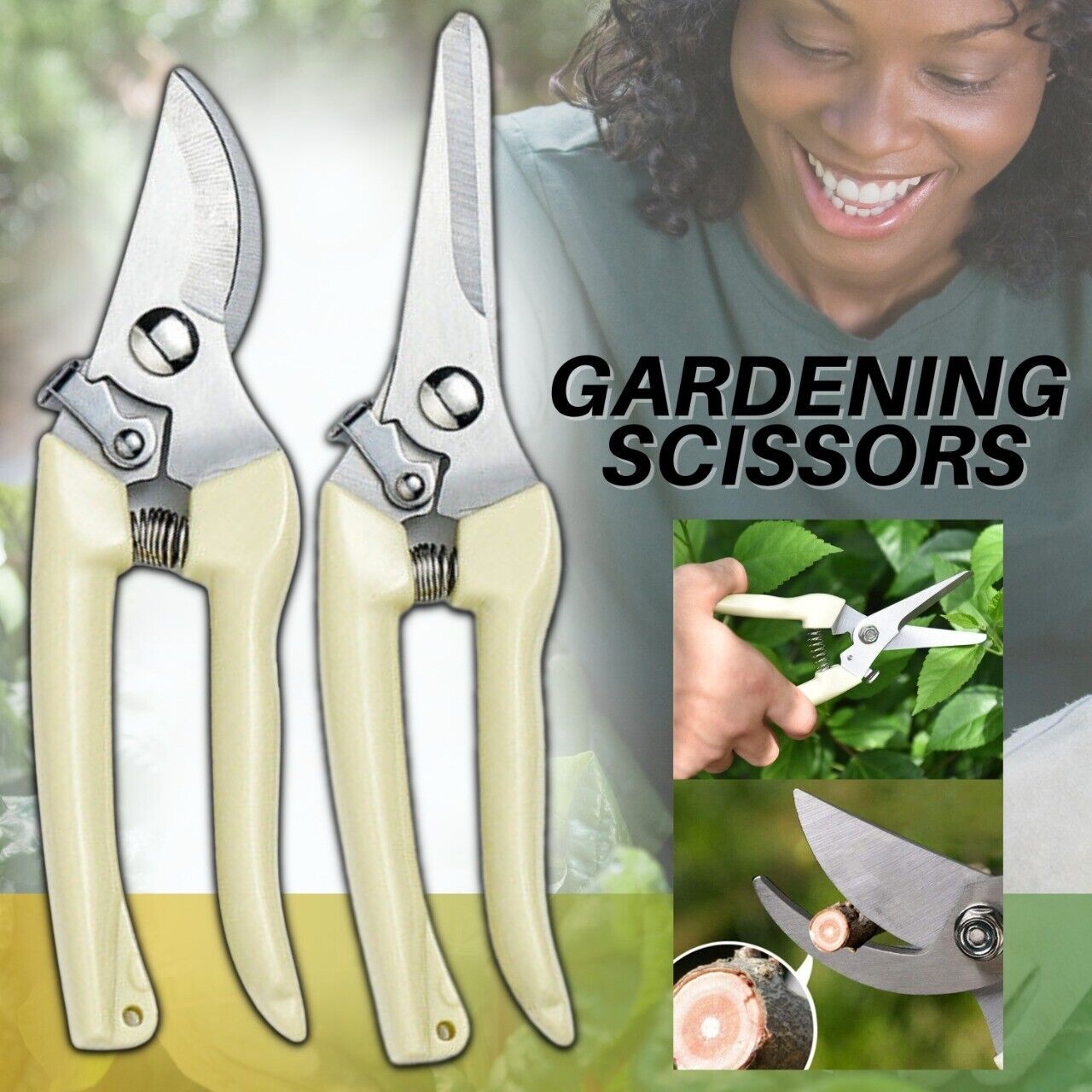 2 Pack Pruning Shears Cutter Home Gardening Plant Scissor Branch Garden Pruner