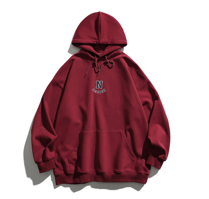 Simple Letter Embroidery Couple Hoodies Men And Women Casual Sweatshirt LadyShow.Store