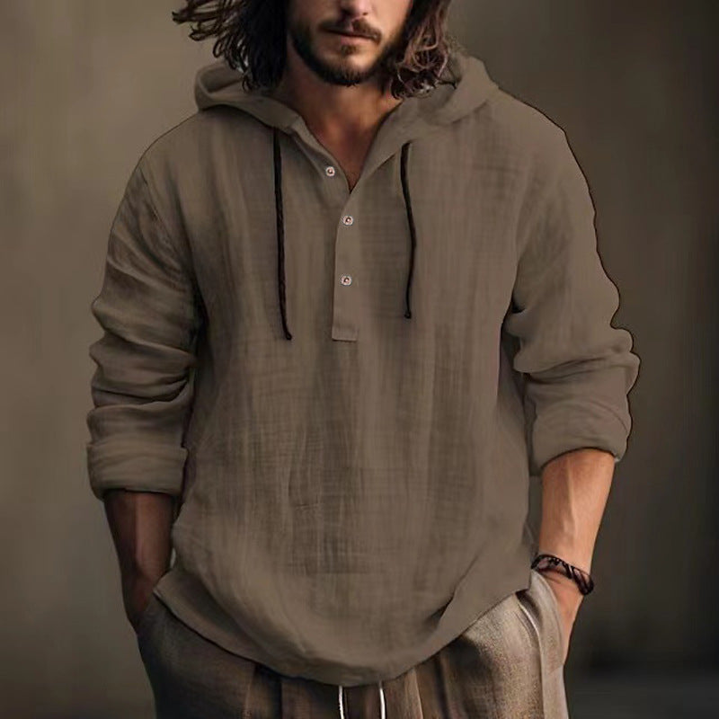 New Wish Cotton Linen Shirt Hooded Sweater Long Sleeve Hooded Casual Daily Clothing NorixaFashion.com