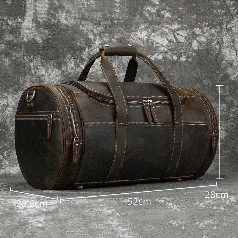 Men's Real-leather Handbag Crazy Horse Leather Vintage Travel Bag LadyShow.Store