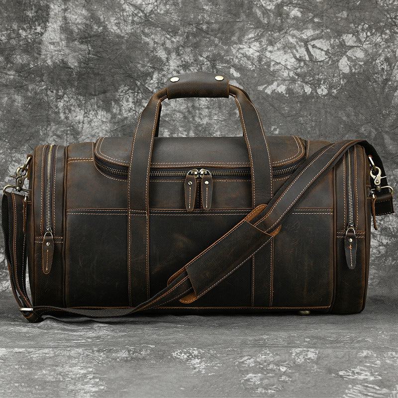 Men's Real-leather Handbag Crazy Horse Leather Vintage Travel Bag LadyShow.Store
