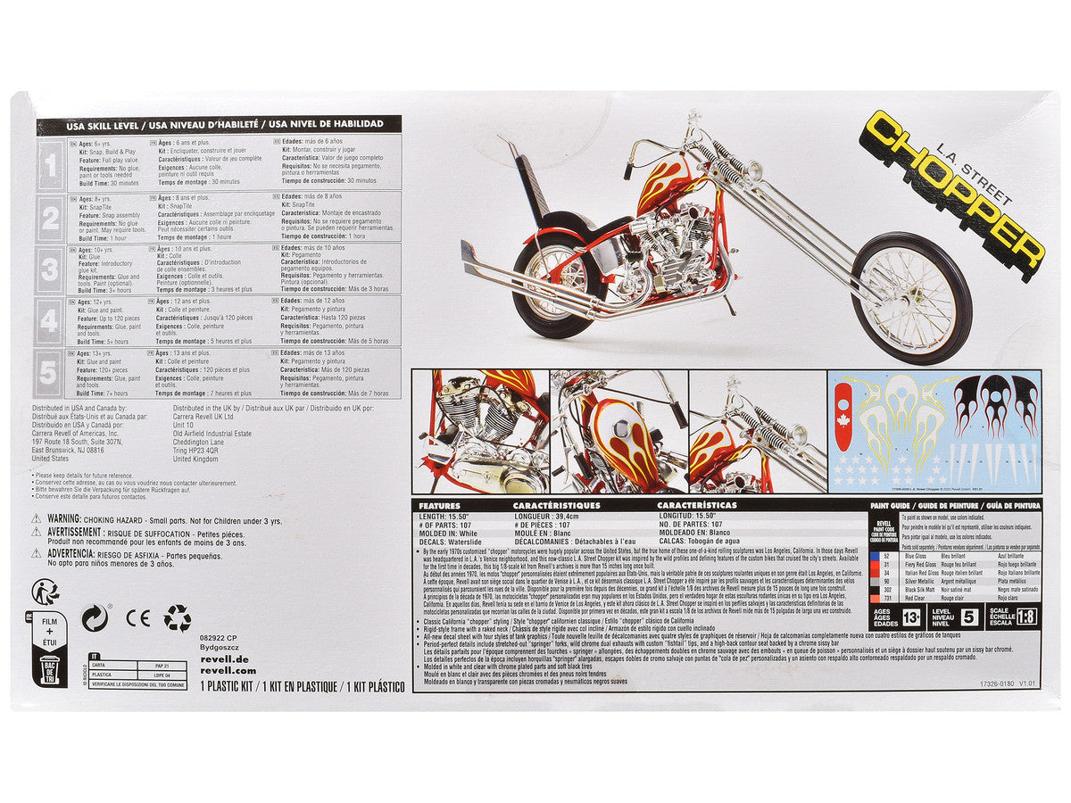 Level 5 Model Kit LA Street Chopper Motorcycle 1/8 Scale Model by Revell LuxuryLifeWay Online Store