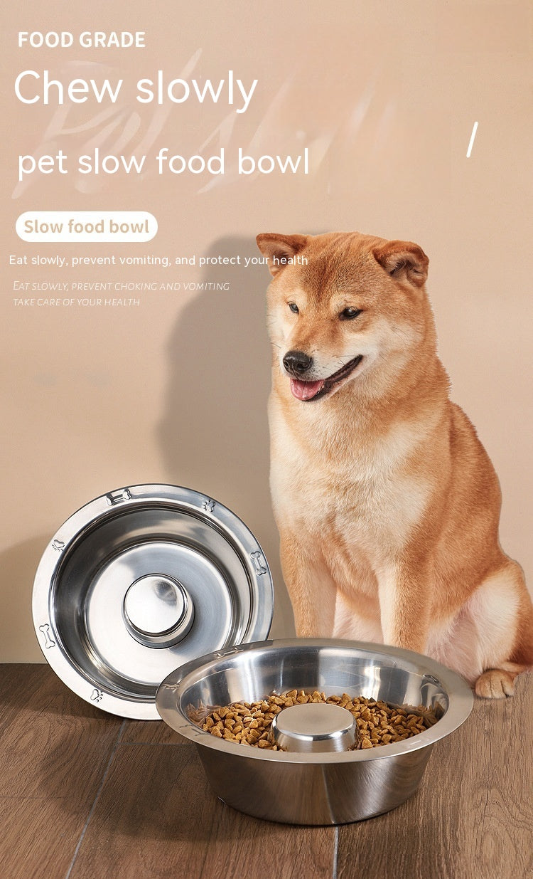 Pet Slow Food Stainless Steel Bowl And Tableware Pets Fashion