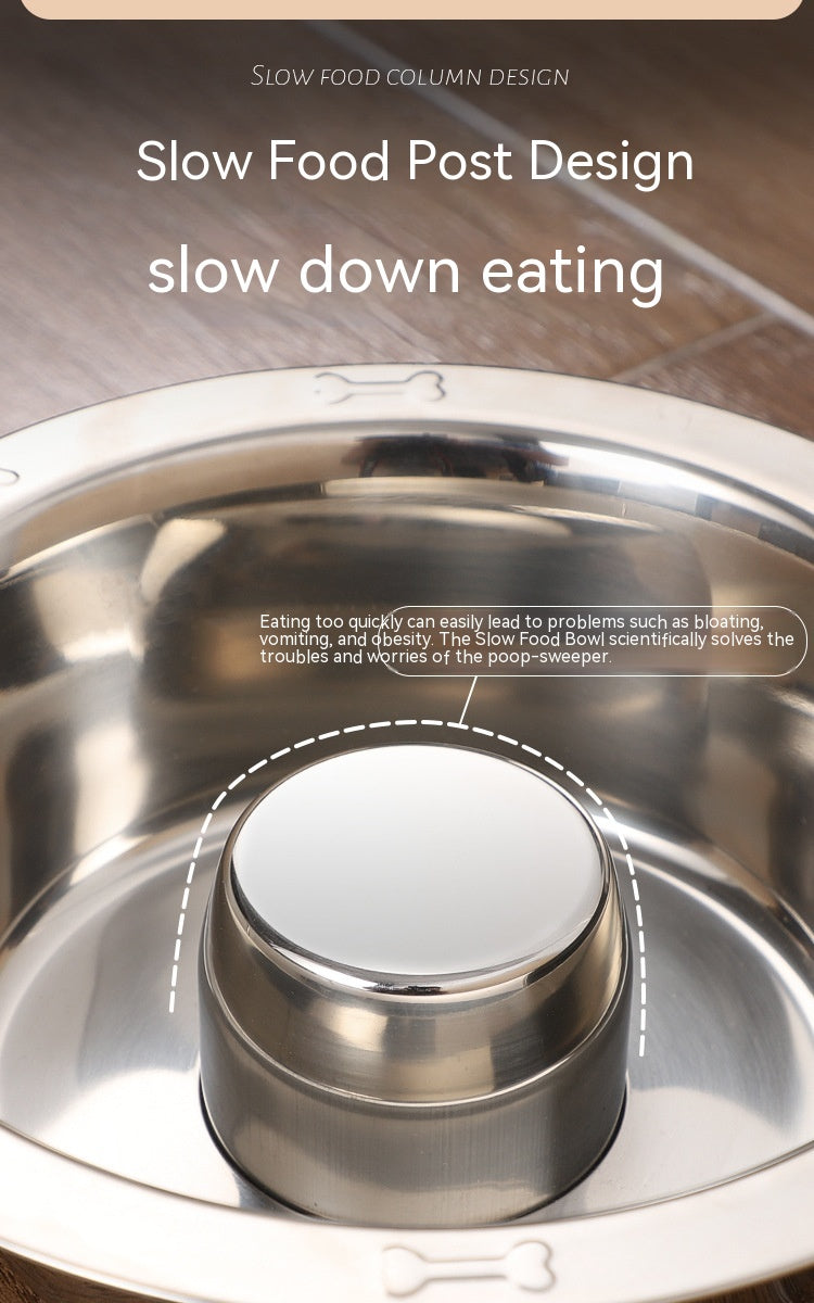 Pet Slow Food Stainless Steel Bowl And Tableware Pets Fashion