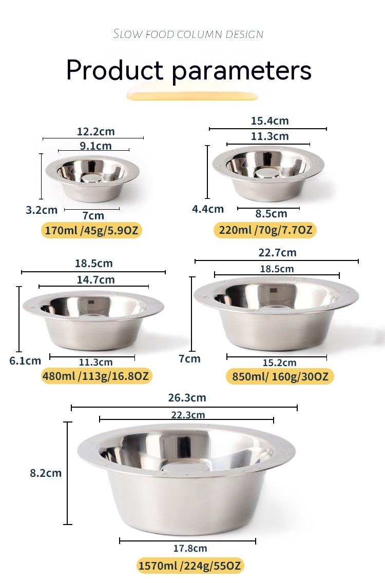 Pet Slow Food Stainless Steel Bowl And Tableware Pets Fashion