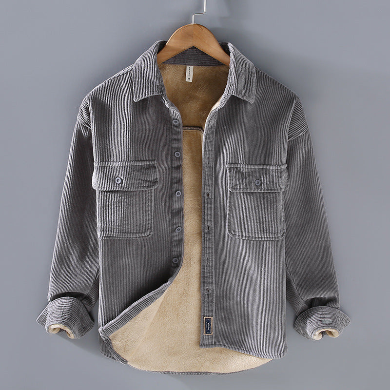 Men's Fleece Lined Padded Warm Keeping Casual Coat Shirt LadyShow.Store