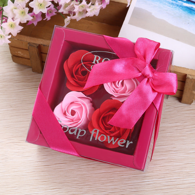 4 Rose Soap Flowers Gift Box For Valentine's Day LadyShow.Store