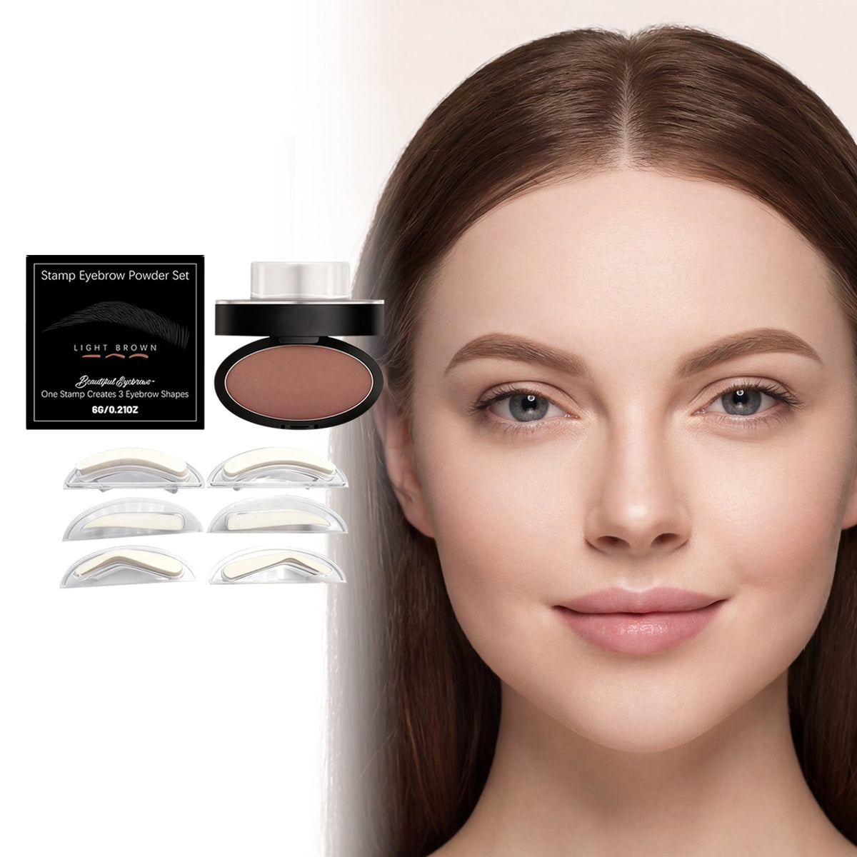 Three Dimensional Natural Filling Eyebrow Shape Eyebrow Makeup Smooth Texture Easy To Use Waterproof Seal Eyebrow Powder Set Light Brown 6g 1 Box Tri Light Beauty