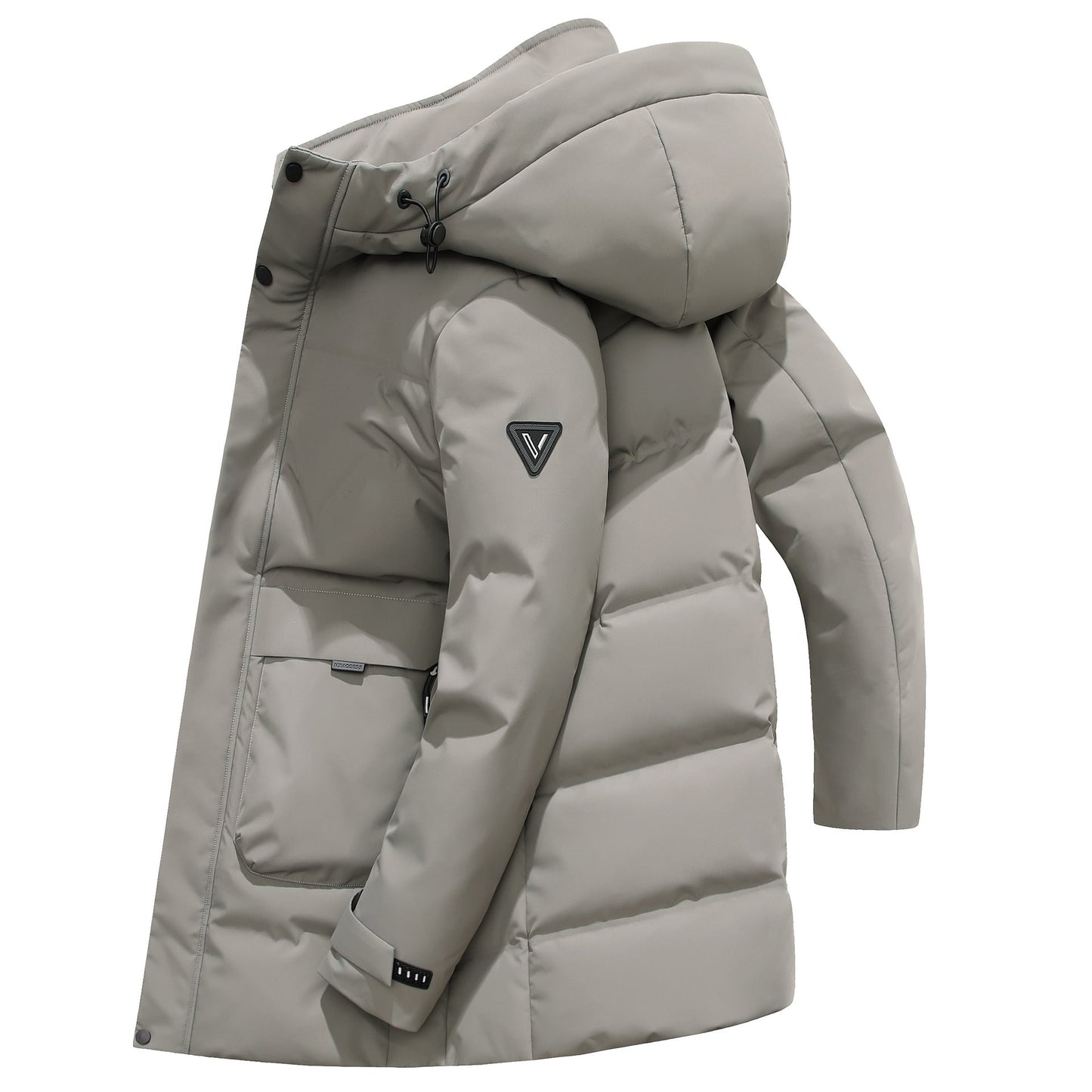White Duck Down Hooded Warm Jacket Medium Length Down Jacket Best YouTube Store