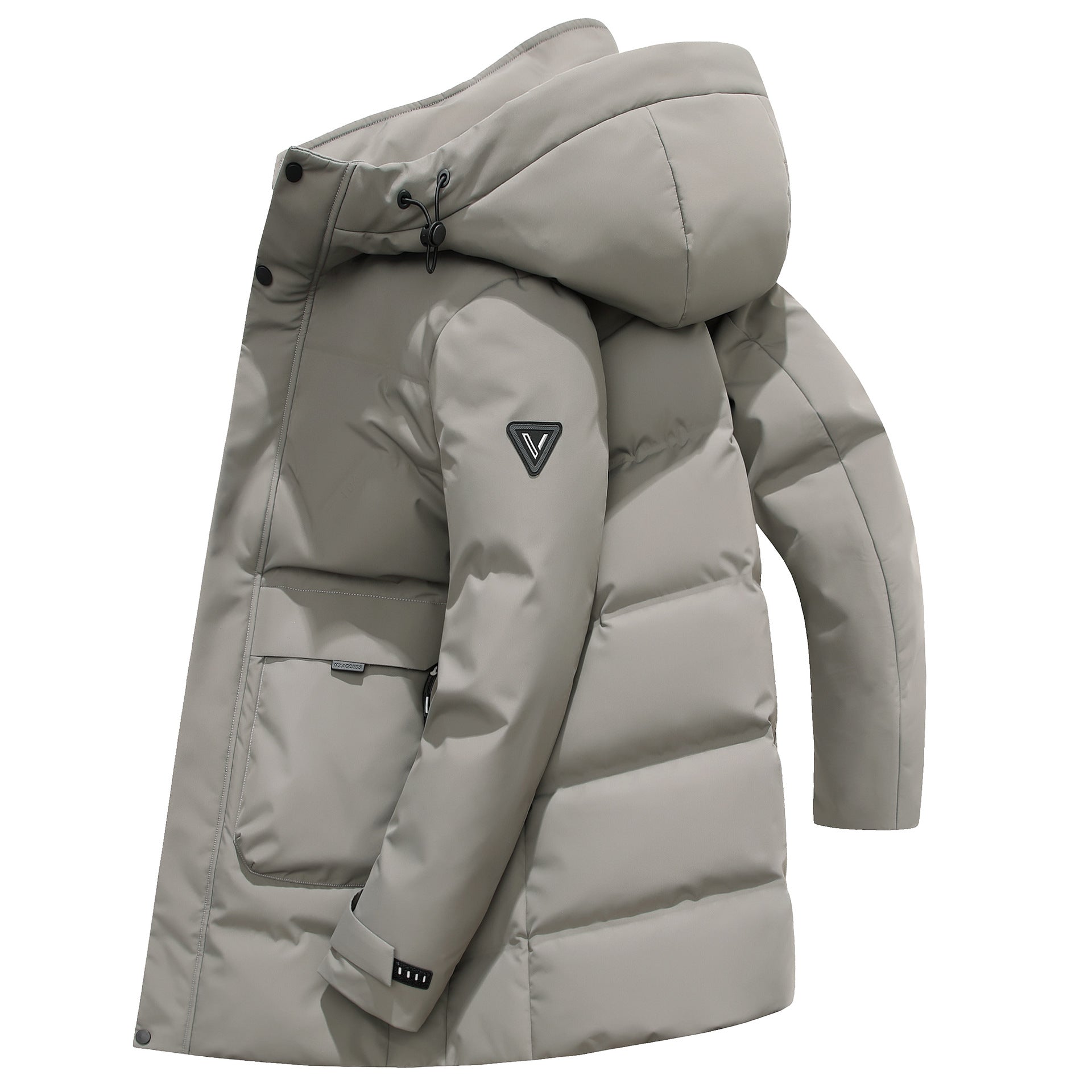White Duck Down Hooded Warm Jacket Medium Length Down Jacket Best YouTube Store