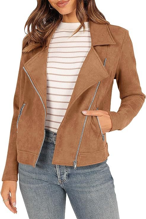 Fashion Deerskin Velvet Motorcycle Jacket Zipper Pocket Short Coat LadyShow.Store