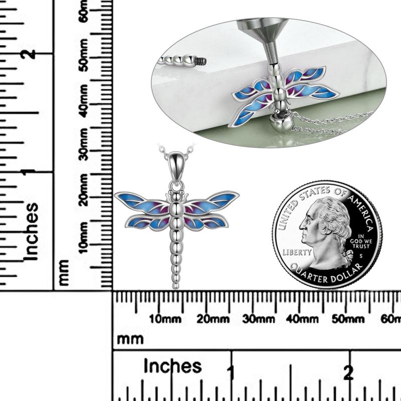 Sterling Silver Dragonfly Urn for Ashes Opal Dragonfly Cremation Necklace Jewelry LadyShow.Store