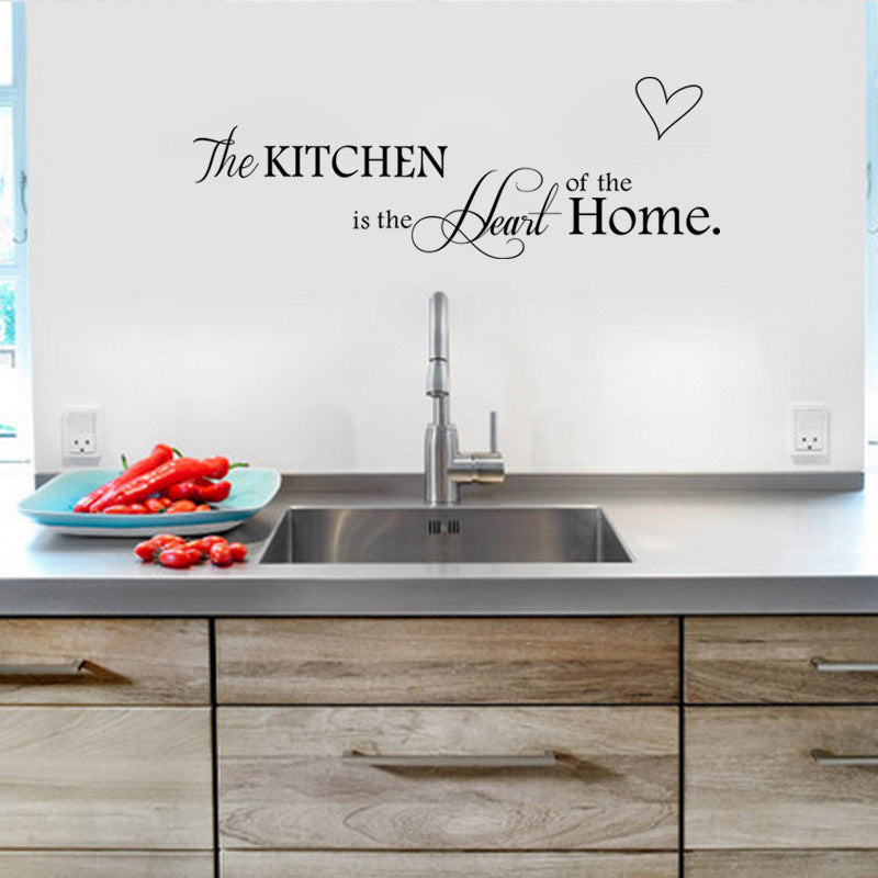 New Kitchen Is Heart Of The Home Letter Pattern Wall Sticker PVC Removable Home Decor DIY Wall Art MURAL PearlNestDecor.com
