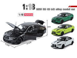 BMW M3 CS LCI White Metallic with Matt Black Top and Hood Stripes 1/18 Diecast Model Car by Heimanba LuxuryLifeWay Online Store