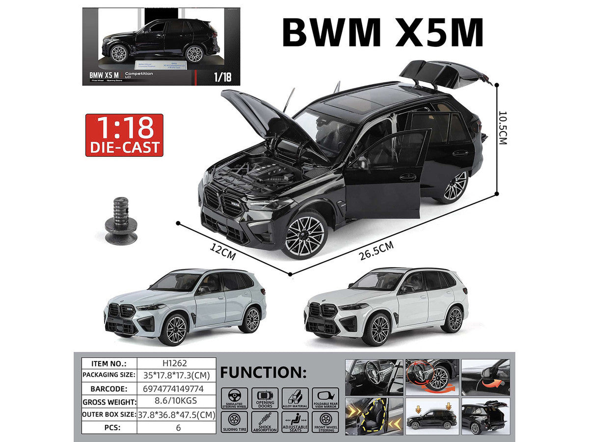 BMW X5 M Competition LCI White Metallic with Moonroof 1/18 Diecast Model Car by Heimanba LuxuryLifeWay Online Store