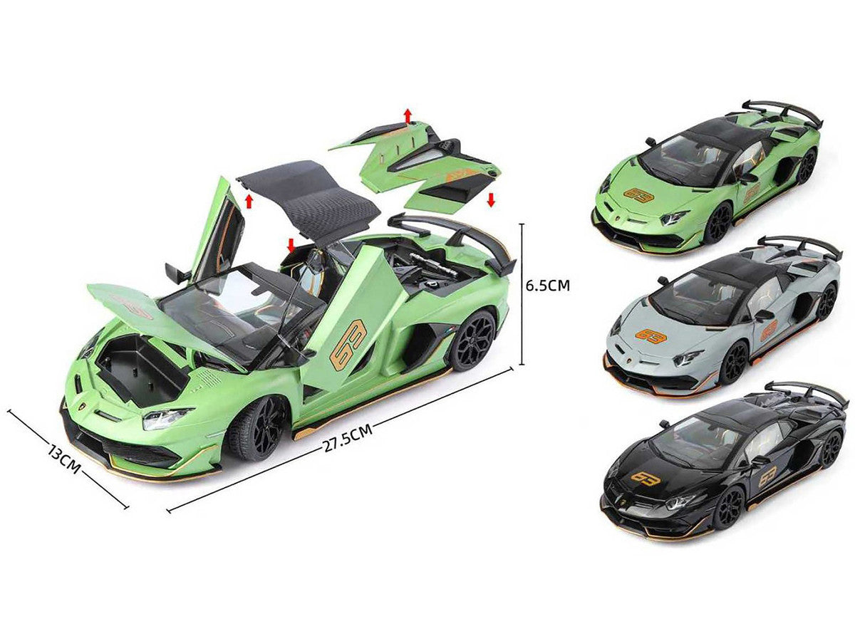 Lamborghini Aventador SVJ Roadster Green Metallic with Carbon Top and Gold Accents 1/18 Diecast Model Car by Heimanba LuxuryLifeWay Online Store
