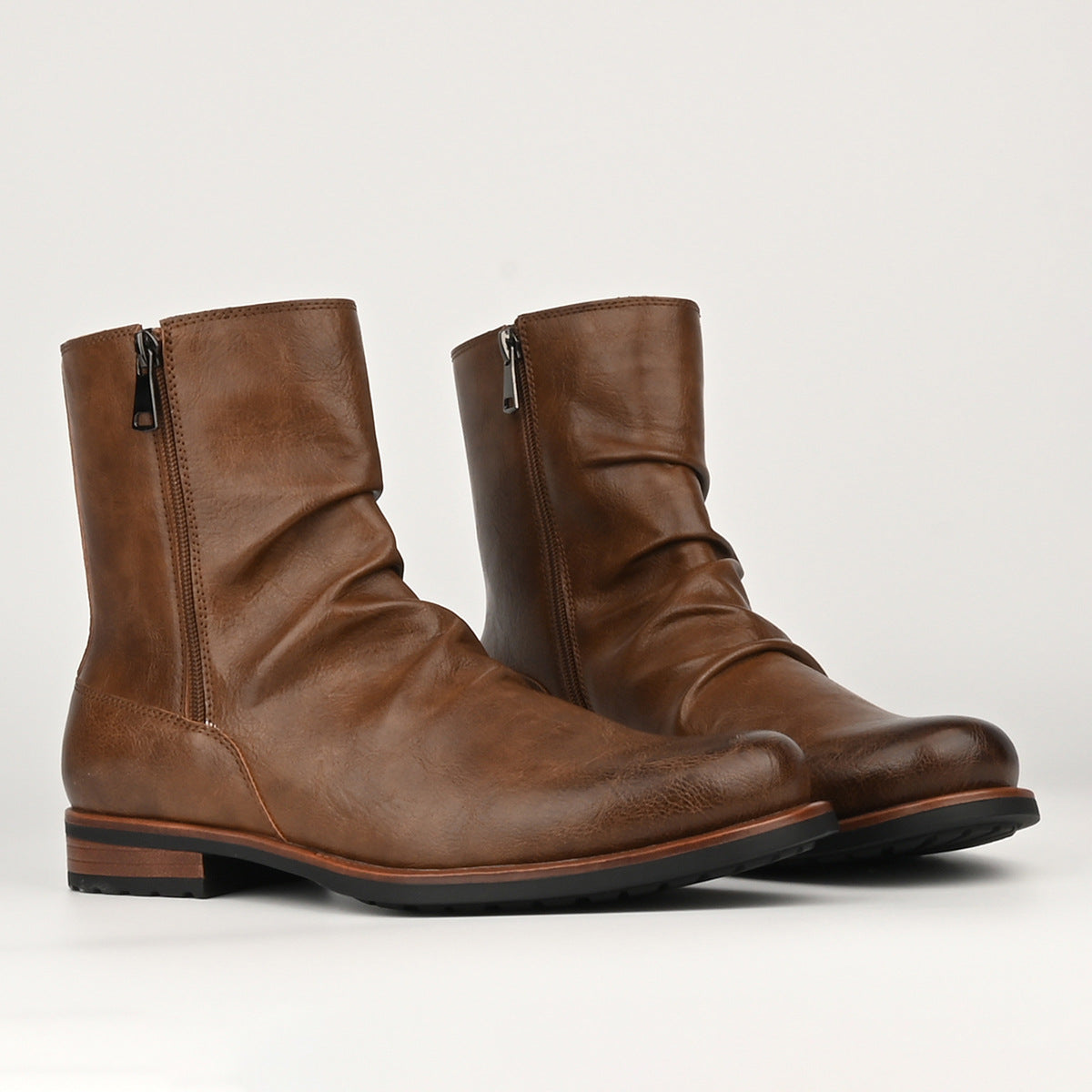 Men's Casual Versatile Solid-color Side-zip Boots Best YouTube Store