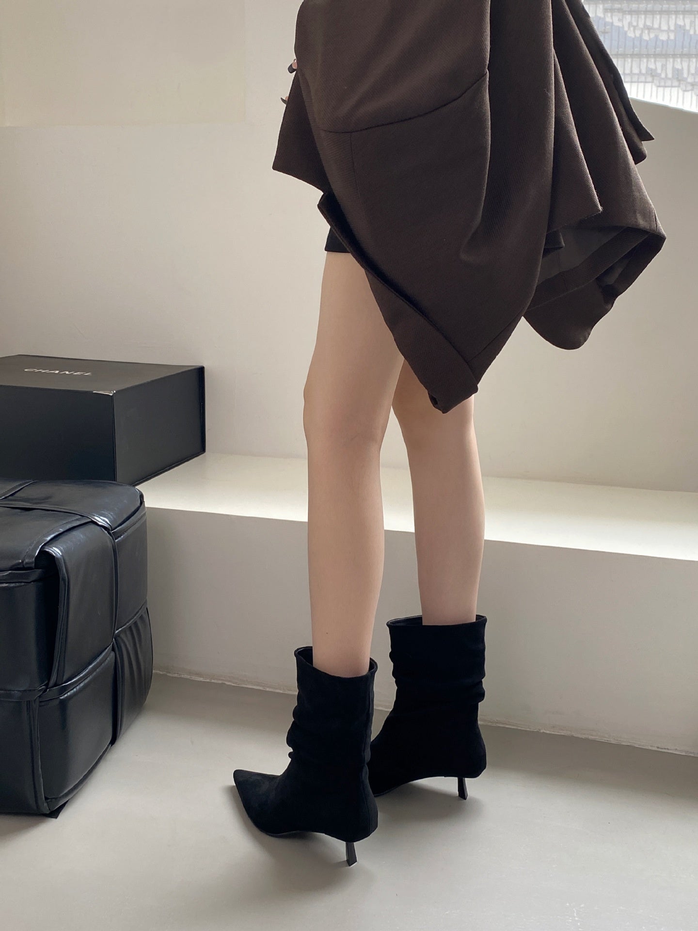 Women's Autumn Winter Pointed Toe High Heel Slimming Mid-Calf Boots LadyShow.Store