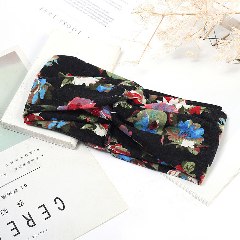 Sweat-absorbent And Anti-perspirant Bundled Headband With Wide-brimmed Print Headband LadyShow.Store