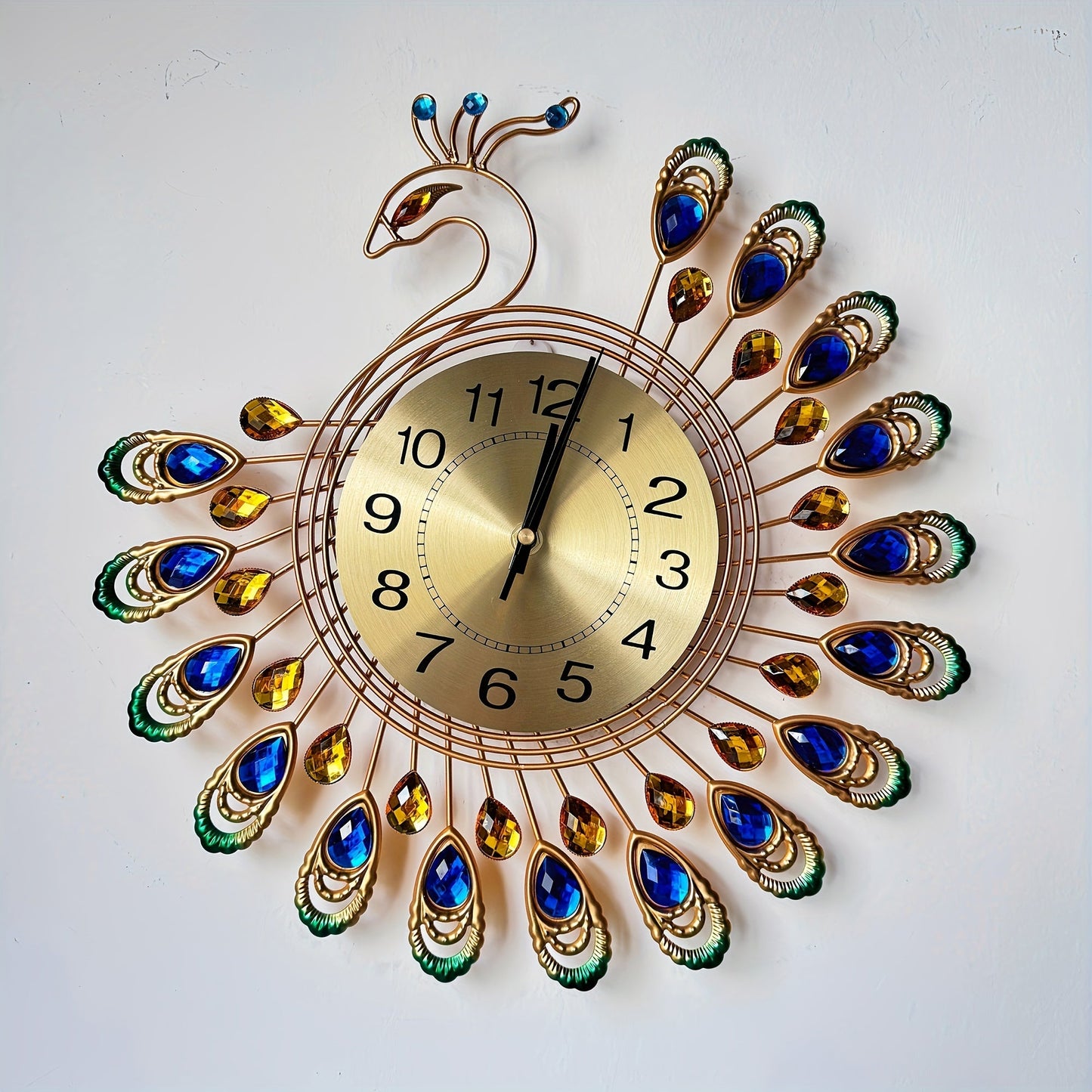Peacock Shaped Wall Clock Living Room Decor Art Timepiece PearlNestDecor.com