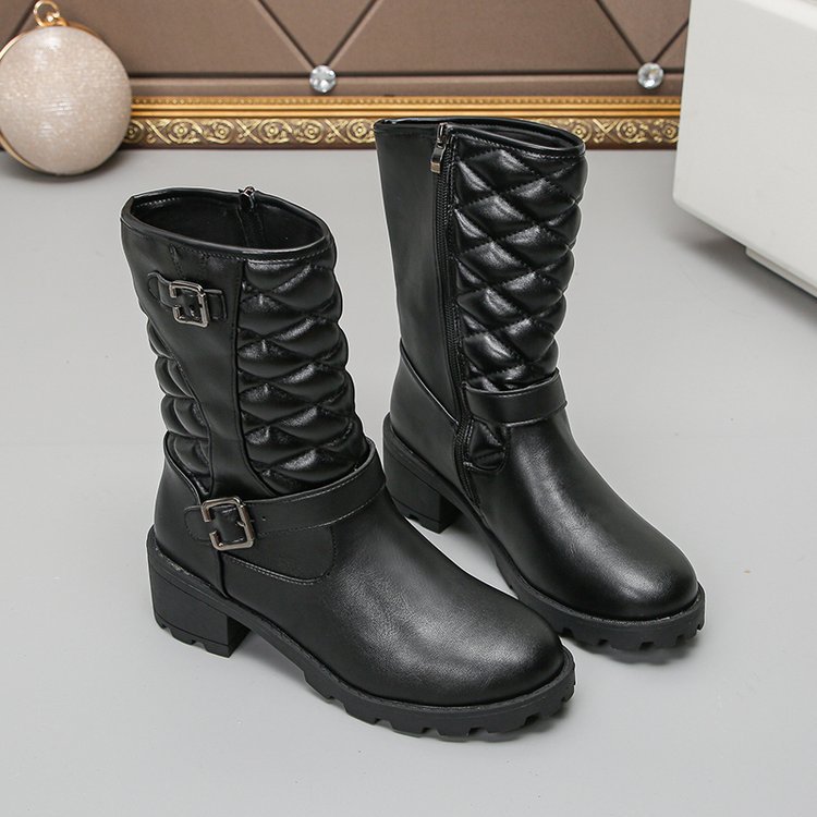 Winter Plus Size Chunky Heel Pointed Toe Mid-calf Boots For Women LadyShow.Store