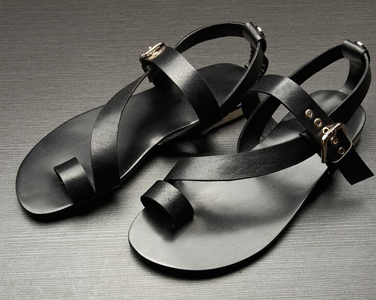 Men's Hollow Leather Roman Sandals, Thong Design Best YouTube Store