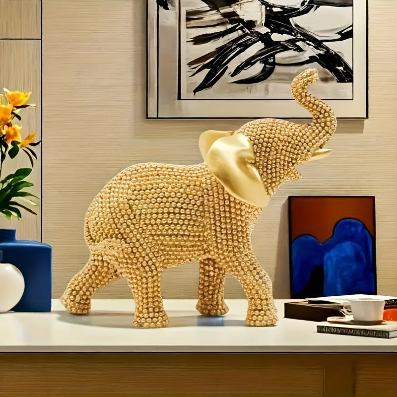Golden Shiny Mini Elephant Sculpture Modern Minimalist PearlNestDecor.com