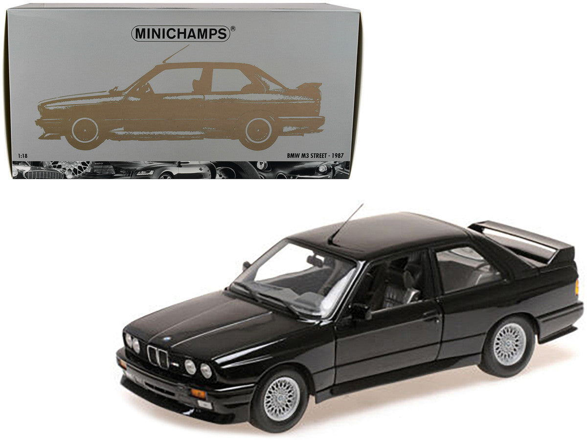 1987 BMW M3 Street Black Metallic 1/18 Diecast Model Car by Minichamps LuxuryLifeWay Online Store
