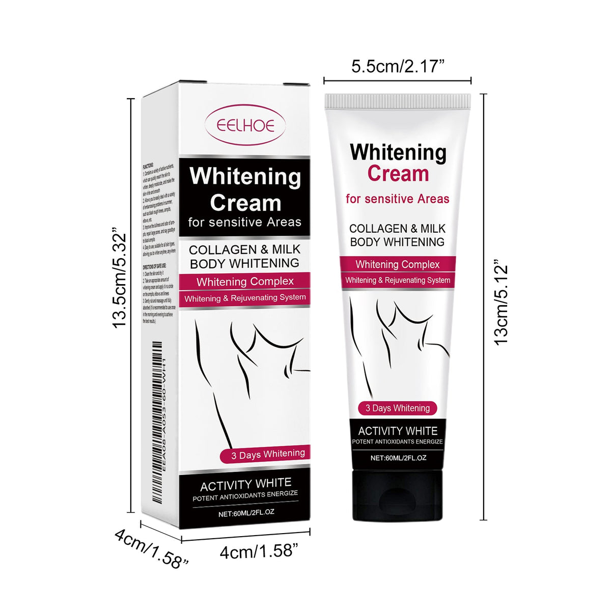 Gentle Formula Moisturizing And Caring For Underarm Joints, Brightening And Beautifying Cream, Underarm Whitening Cream 60ml, 1 Box Tri Light Beauty