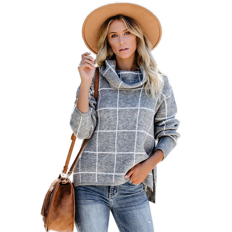 Plaid Street Knit Sweater NorixaFashion.com