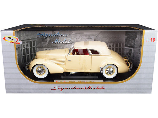 1936 Cord 810 Coupe Yellow with Cream Top and Red Interior 1/18 Diecast Model Car by Signature Models LuxuryLifeWay Online Store