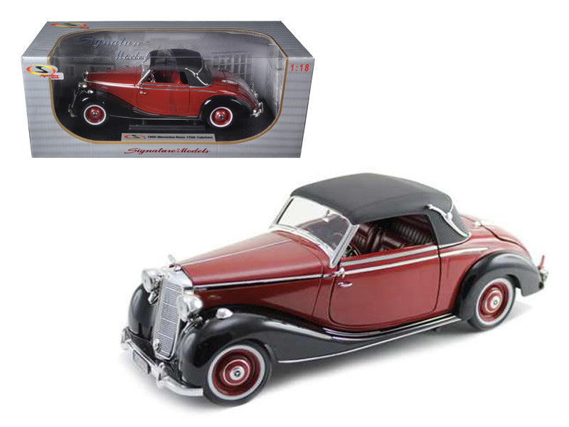 1950 Mercedes Benz 170S Cabriolet Burgundy and Black 1/18 Diecast Model Car by Signature Models LuxuryLifeWay Online Store