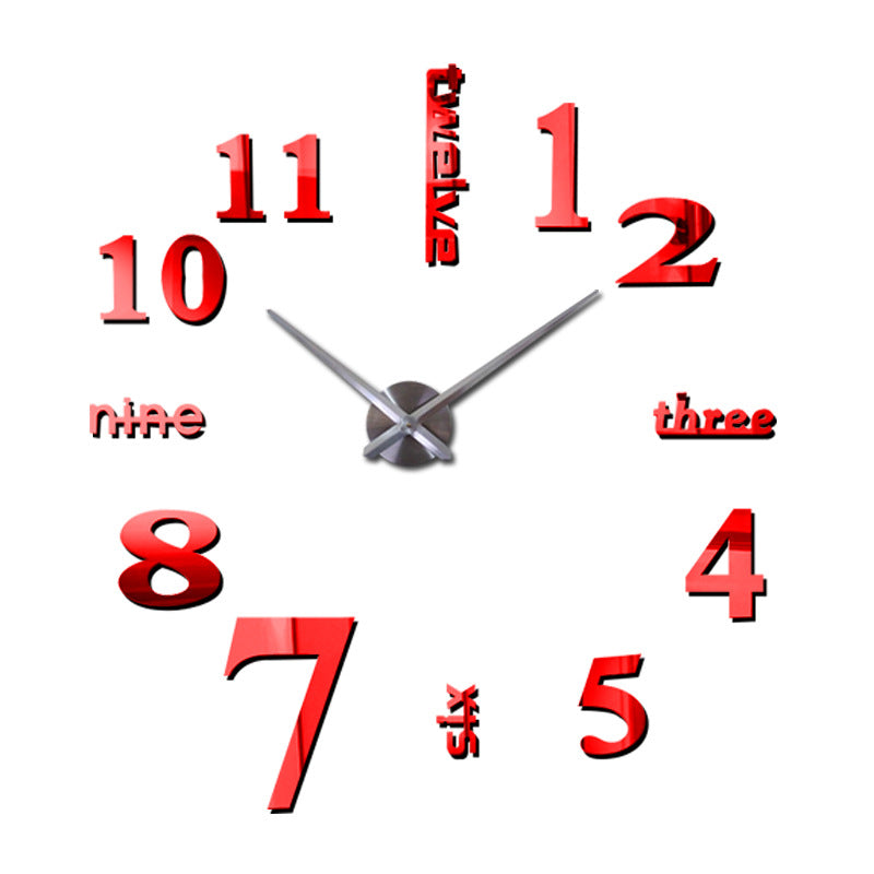 Creative acrylic mirror wall clock DIY stereo hanging PearlNestDecor.com