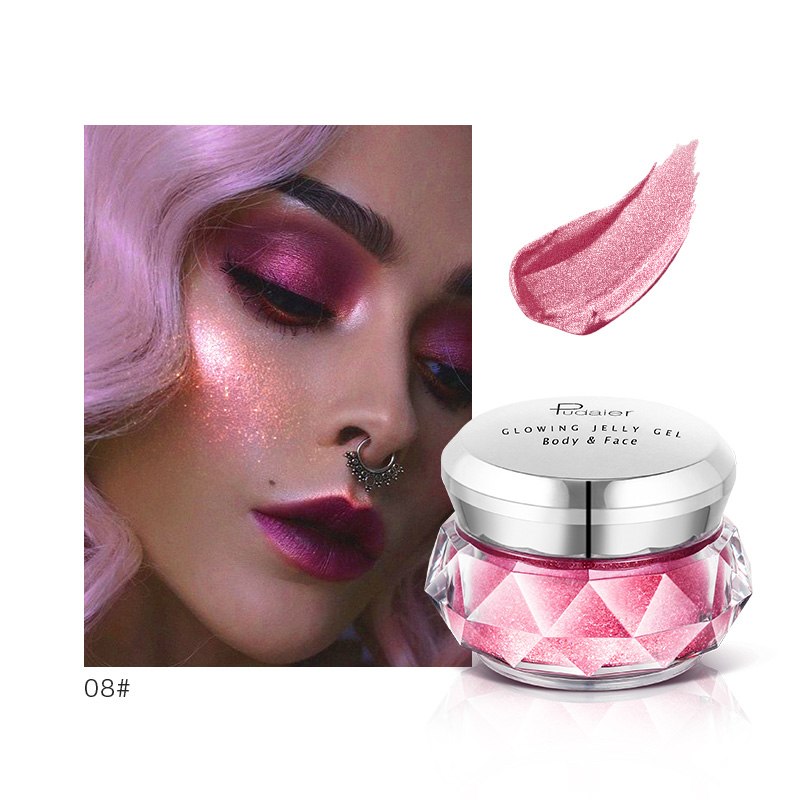 Face Highlighter Jelly Gel Mermaid Eyeshadow Glow Body Glitter Festival Makeup Iluminador Gold Liquid Highlighter Bronzer LadyShow.Store