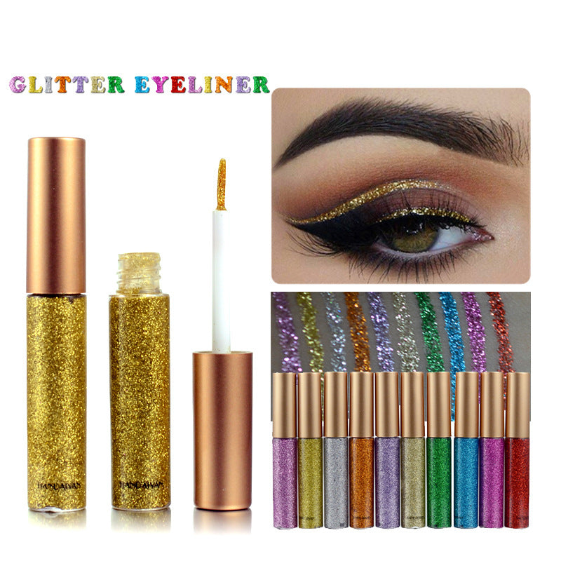 HANDAIYAN Brand 1 Pcs Glitter Liquid Eyeliner Pen 10 Colors Metallic Shine Eye Shadow & Liner Combination Pencil Eyes Makeup LadyShow.Store